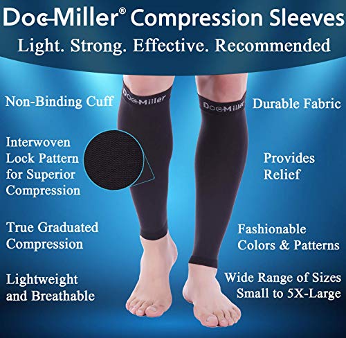 Doc Miller Compression Calf Sleeve for Men & Women, 20-30mmHg Large REGULAR Tan Skin