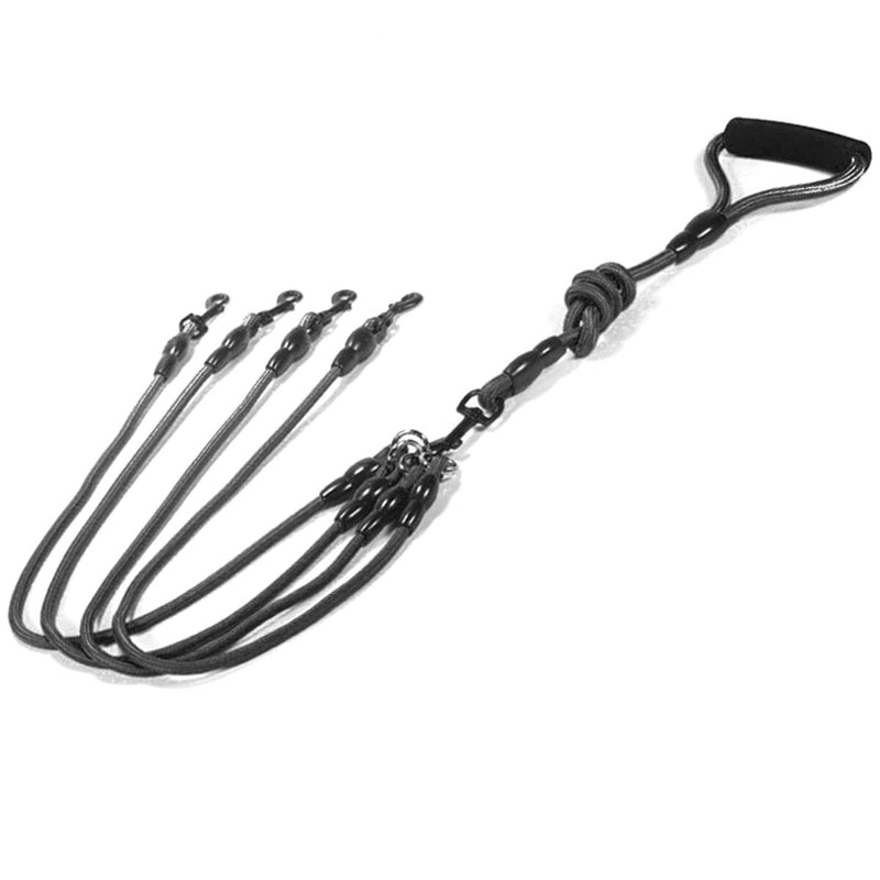 Petyoung 2/3/4 Way Pet Walking Couplers Lead Nylon Braided Rope No Tangle Dog Walking Tracks for 2/3/4 Dogs 4 Way Black - BeesActive Australia