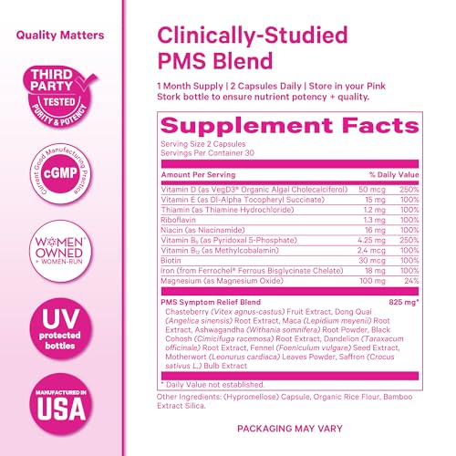 Pink Stork PMS Support Trio: Period Comfort Supplements