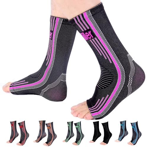 Doc Miller Medium Size | 1 Pair Pink Ankle Brace & 1 Pair Pink Elbow Brace | Compression Support for Men & Women | Brace for Pain Relief | Supports Workout Recovery