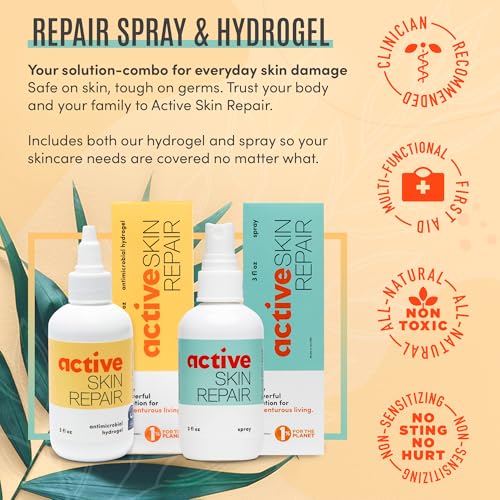Active Skin Repair First Aid Hydrogel and Spray Bundle, 3 oz Each 3 Fl Oz (Pack of 2) Combo