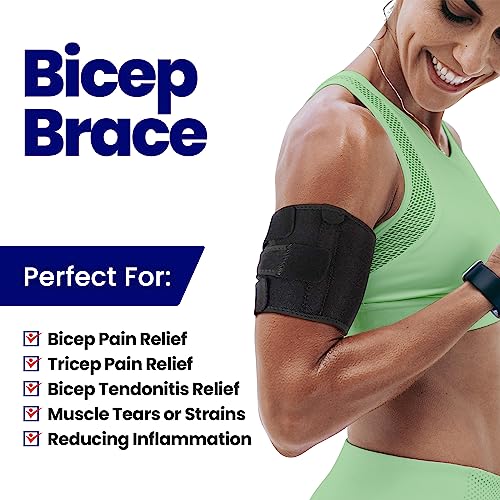 ARMSTRONG AMERICA Elbow Splint Tendonitis Elbow Brace (Fits Most) + Bicep Tendonitis Brace Compression Sleeve (Large) Bundle