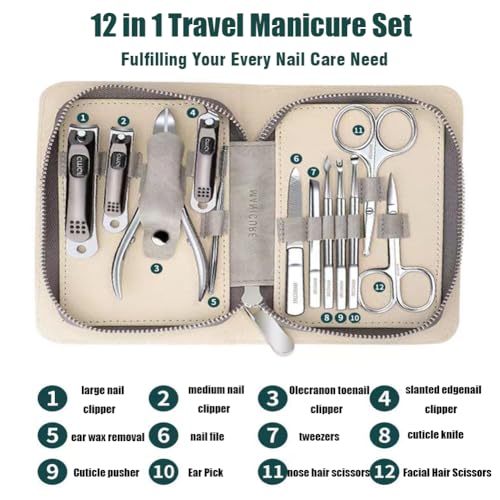 Professional Manicure Kit, Nail Scissors, Cuticle Cutter, Nail Clipper, Hand Sanitizer, Grey