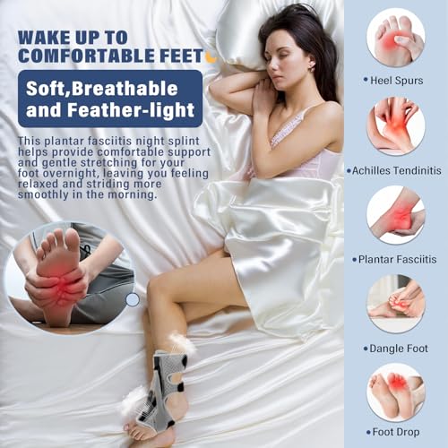 Plantar Fasciitis Night Splint, Upgraded 3 Adjustable Straps Design Achilles Tendonitis Brace for Plantar Fasciitis Relief, Achilles Tendonitis, Foot Drop, Night Splint for Women & Men (2) 2