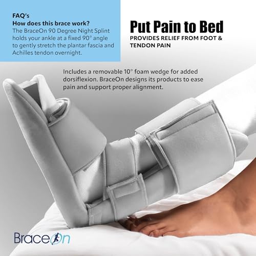 Brace On 90 Degree Night Splint, 3 Straps, Adjustable, Foam Wedge, Large