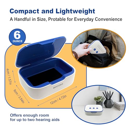 Electronic Ultra Violet C Hearing Aid Dehumidifier Automatic Dryer Case for Hearing Amplifier Removes Sweat & Moisture from Hearing Aids