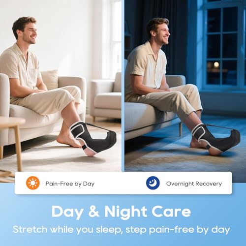 Plantar Fasciitis Night Splint Socks - Soft Plantar Fasciitis Relief Brace for Heel Spurs, Achilles Tendonitis & Foot Drop - Comfortable Sleep Foot Brace for Women and Men Black-M