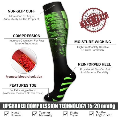 6 Pack Copper Compression Socks for Women and Men Circulation-Best Support for Medical,Running,Nursing,Athletic Large-X-Large D-assorted1
