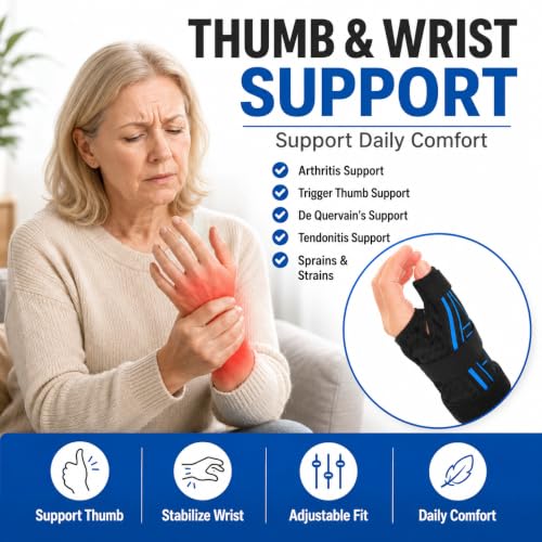 Thumb Brace for Arthritis, Trigger Thumb Splint, De Quervain Wrist Support Blue S/M