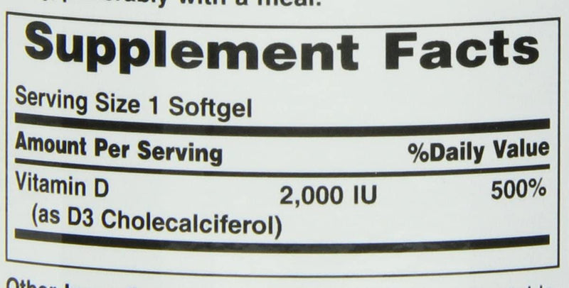 Nature's Bounty Vitamin D 2,000 IU Softgels