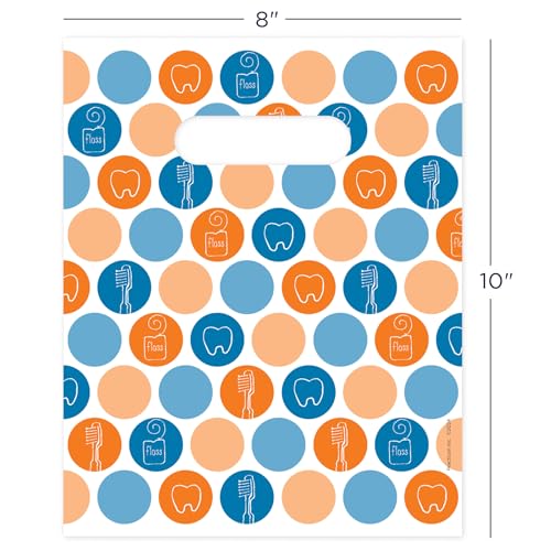 Dental Dots Dental Giveaway Bags, 8" x 10", 100 Pack 8" x 10"
