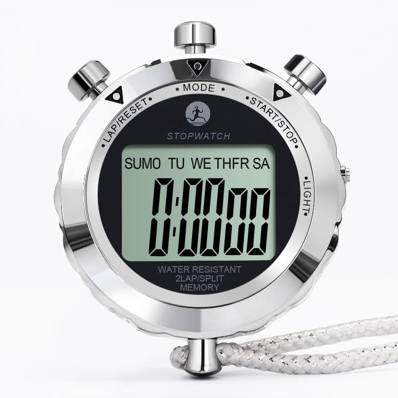 Stopwatch Timer, Digital Stop Watch with 0.01second & 0.001second Timing, Metal 10/100/400 Laps Memory, Rolilink Large dispaly Alarm Clock for Coach Sports Running Marathon 2 Lap With Backlight-metal - BeesActive Australia
