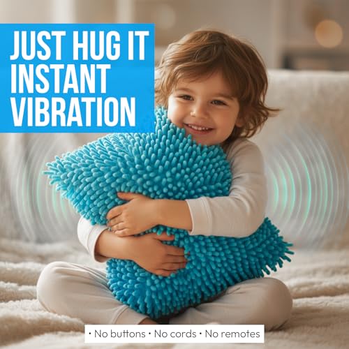 Vibrating Sensory Pillow for Kids, 12 x 12 Calming Minky Sequin Pillow
