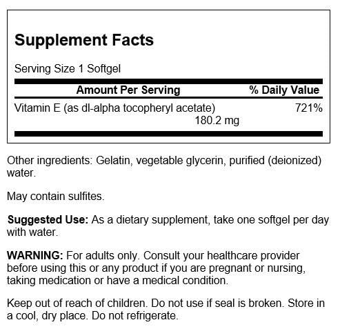 Swanson Vitamin E Antioxidant Support 400 IU, 60 Softgels | Provides Antioxidant Protection for a Healthy Heart and Vital Tissues, Fighting Free Radicals throughout the Body, Non-GMO