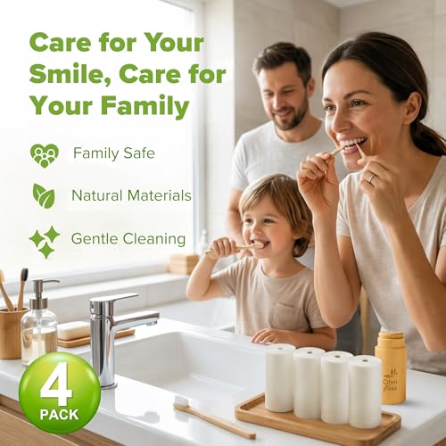 OHM Floss Natural Silk Dental Floss Refill, Plastic-Free & Non-Toxic, Naturally Waxed with Candelilla, 100% Vegan & Compostable, 218 YD/200m Eco Friendly Oral Care (Natural Mint) - 4 Pack of 54 YD 4 Pack (Refillable Floss 220yds)