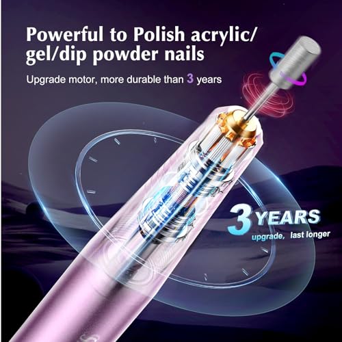 COSLUS C40 Electric Nail Drill Professional, Precise Dial Speed Control Dark Purple
