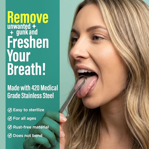GuruNanda Stainless Steel Tongue Scraper (Pack of 12), Fight Bad Breath, Medical Grade 100% Stainless Steel Tongue Cleaner, Tongue Scraper for Adults and Kids, Great for Oral Care, Travel Friendly Spoon Shaped 1 Count (Pack of 12)