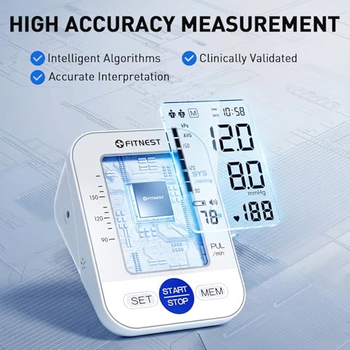 Blood Pressure Monitor, Automatic Digital Upper Arm BP Machine for Home Use White