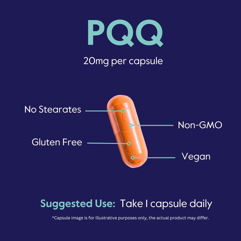 BESTVITE PQQ 20mg (Pyrroloquinoline Quinone) (120 Veg Caps) - No Stearates | Vegan - Non GMO - Gluten Free - Cellular Energy & Brain Support* - Easy to Swallow Capsules