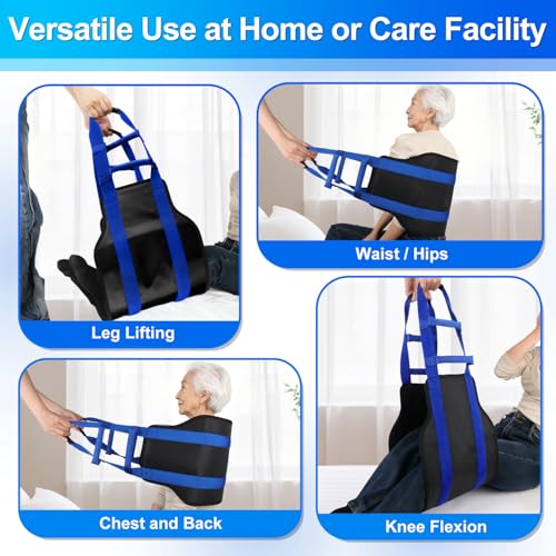 supregear Transfer Sling, 35" Padded Lift Assist Aid with 6 Handles, Caregiver Repositioning Sling for Seniors, Elderly Adults, Bed Turning, Standing & Daily Mobility Assistance, Black