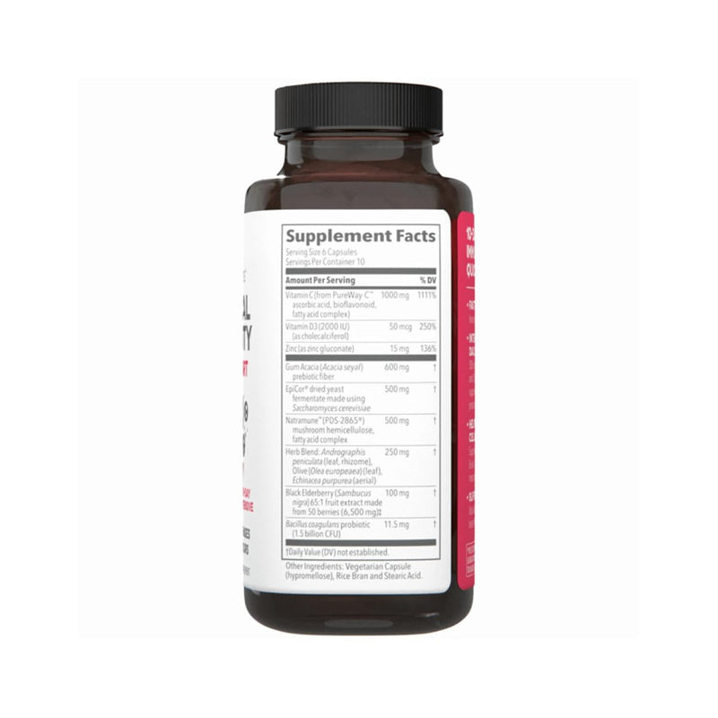 Clinical Immunity - Quick-Start - Immune System Support - Rapid Immunity Response - Boosts Antibodies, B + T + NK Cells, Neutrophils & Macrophagens - Black Elderberry & Pre + Probiotics - 60 Capsules 10-day Intensive