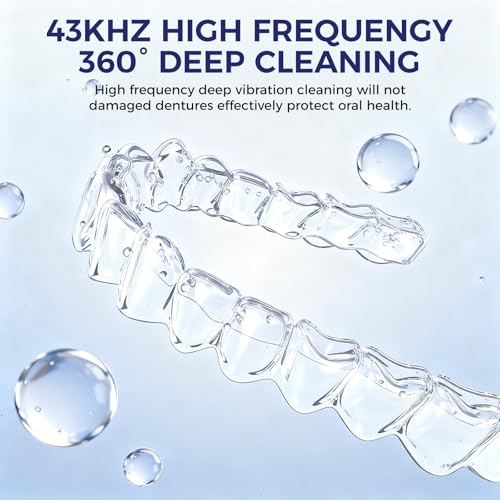 Ultrasonic Retainer Cleaner Machine for Dentures, Mouth Guards, Braces, Toothbrush Heads, Jewelry, 220ML Capacity Ultrasonic Cleaner with Digital Timer&UV, 2 Modes for All Dental Appliances，White