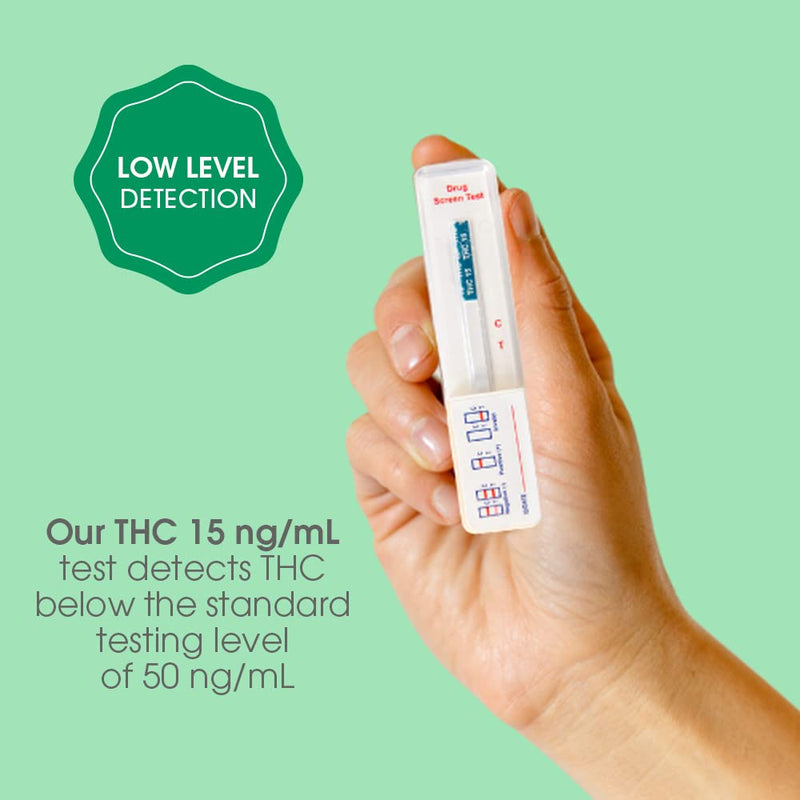 Instant THC Home Drug Test | 15 ng/mL Single Panel Cannabis Detection Tests | Highly Sensitive Marijuana Urine Test Kit | Testing Strip (2 Pack)