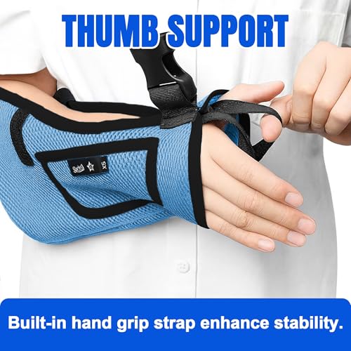SPRING SEAON Kids Arm Sling Shoulder Immobilizer for Arm,Wrist,Elbow Injury Lightweight Breathable Sling with Adjustable Shoulder Strap Mesh Arm Support Brace for Children,Boys,Girls Blue XX-Small
