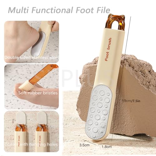 2-in-1 Foot File - Callus Shaver Skin Remover with 31 Blades - Stainless Steel Dual Sided Pedicure Feet Scrubber with Handle for Callus, Dry, Hard Dead Skin Removal - Heel Scraper Foot Care Tools