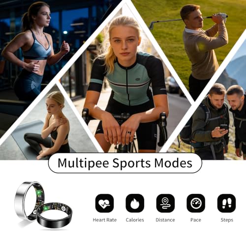 New Smart Ring Health Tracker for Women & Men, Sleep Exercise Health Monitoring, Daily Tracking, iOS/Android Compatible, IP68 Waterproof, No Subscription Required, 5‑Day Battery Life (Silver, 9) silver