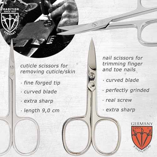 3 Swords Germany - brand quality 7 piece manicure pedicure grooming kit set for professional finger & toe nail care scissors clipper fashion leather case in gift box, Made by 3 Swords Germany (6288) Red