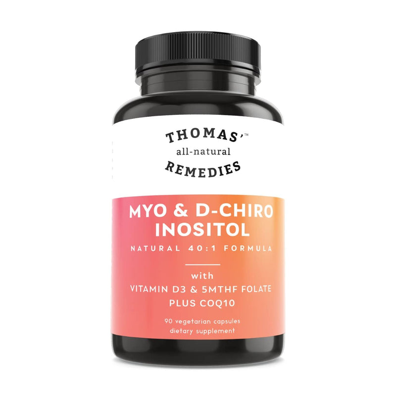 Toms Remedies Myo Inositol Supplement & D-Chiro Inositol Blend Supplement | With Folate and Vitamin D3, 40 to 1 Ratio, No Fillers, CoQ10, 90 Vegan Capsules