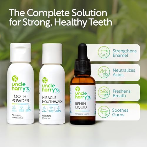 Uncle Harry's Natural Remineralization Kit for Tooth Enamel & Mineral - 3 Products Strengthen Weak Enamel & Correct Oral Care Issues (1 kit)