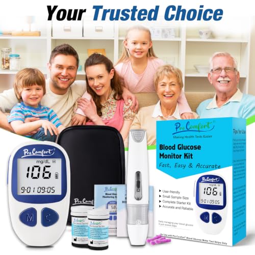 Glucose Monitor Kit Blood Sugar Testing Kit with 100 Test Strips Lancing Device 100 Lancets for Home Use