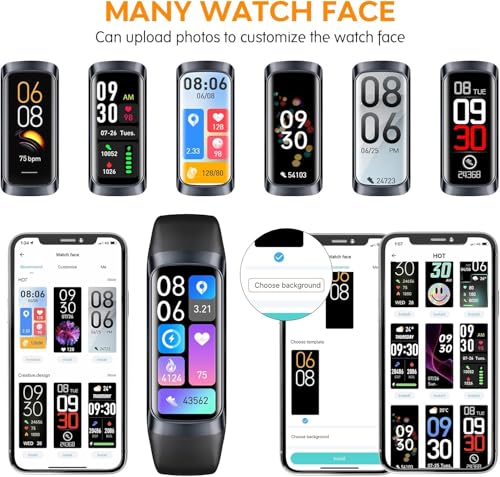 Fitness Tracker, 2026 Smart Band with Heart Rate & Blood Pressure Monitor, IP67 Waterproof Activity Tracker with Sleep Tracking & Step Counter for Men Women, Black