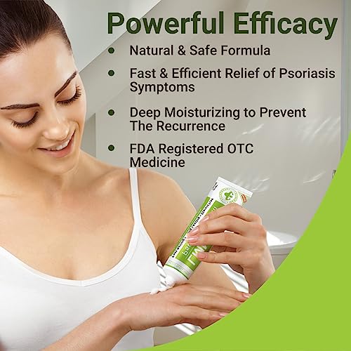 Psoriasis Cream, Maximum Strength Treatment Moisturizing Cream for Psoriasis, Dermatitis, Rash, Anti-Itch, Redness, Flaking, Scaling, Fast Acting Relief for Irritated, Dry Skin 1.76oz