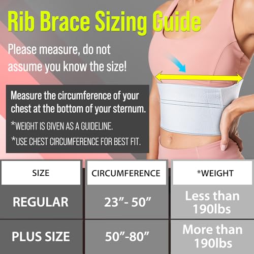 Broken Rib Brace for Men & Women, Chest Support Compression Wrap Belt Plus Size