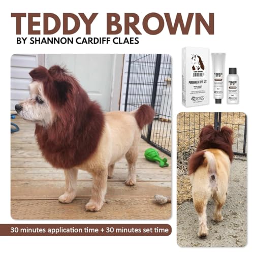 OPAWZ Permanent Dog Hair Dye, Pet Hair Dye Safely Used by Grooming Salons for a Decade, Pet Safe Dye Lasts Over 20 Washes, Bright Color for Dogs and Horses (Teddy Brown) Teddy Brown