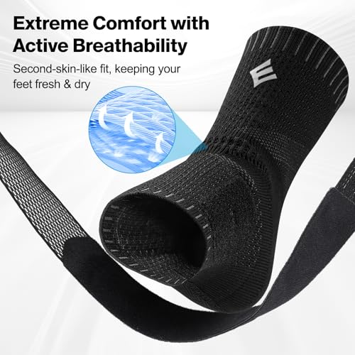 NEENCA Compression Ankle Sleeve with Removable Figure-8 Strap Black Large Left