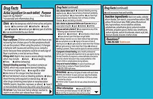 Ecotrin Low Strength Aspririn, (NSAID) Pain Reliever, 81mg, 150 Count 150 Count (Pack of 1)