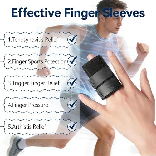 Trigger Finger Splint with 2 Metal Support Bars, Double Finger Brace Support, Adjustable Finger Immobilizer for Finger Injury, Sprain and Arthritis Pain Relief (2)