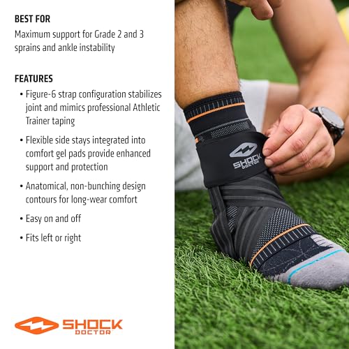Shock Doctor Ultra Knit Ankle Brace W/Figure 6 Strap & Stays Small