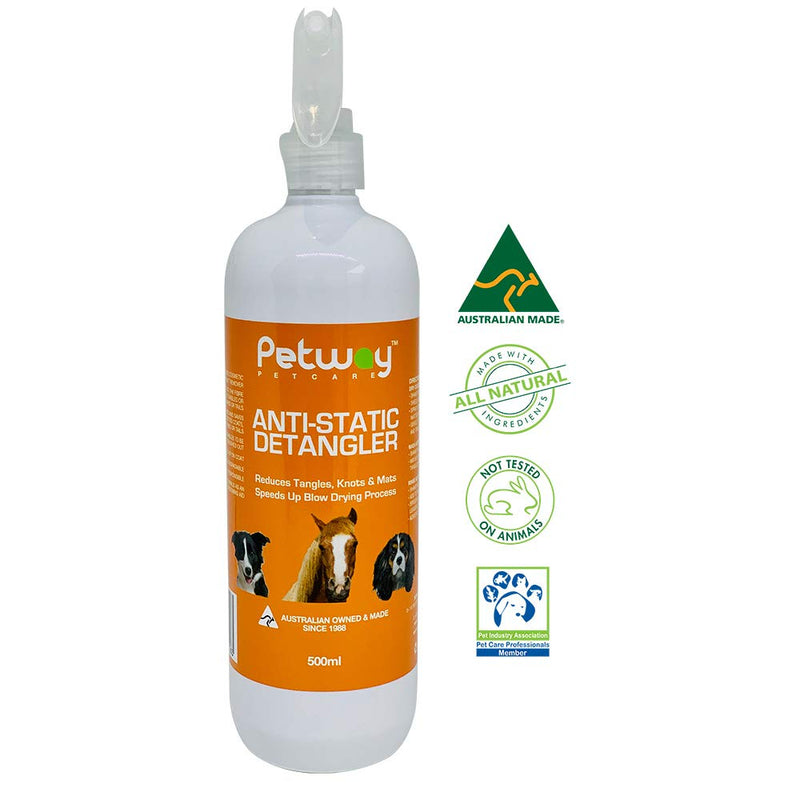 Petway Petcare Anti-Static Detangler, Dematting Spray for Dogs, Cats And Horses, Free of Phosphates, Parabens & Enzymes, Tangle Remover, Daily Grooming Aid, Soap & No Artificial Fragrence added, 500ml 500 - BeesActive Australia