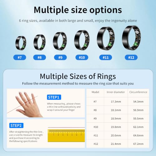 New Smart Ring Health Tracker for Women & Men, Sleep Exercise Health Monitoring, Daily Tracking, iOS/Android Compatible, IP68 Waterproof, No Subscription Required, 5‑Day Battery Life (Silver, 9) silver