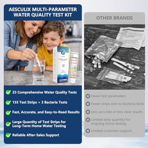 All-New 23 in 1 Drinking Water Testing Kit 158 Strips,Well Water Testing Kit & Water Test Strip for House Water for Hardness，Chlorine,Copper,Iron,Lead,pH and More