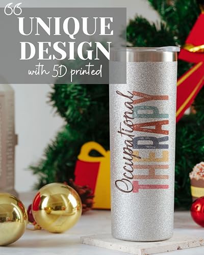 Onebttl Occupational Therapy Gifts, OT Gifts for Women, Appreciation Gifts for OT on World Occupational Therapy Day, Birthday and Christmas, 20 oz Insulated Stainless Steel Tumbler - Glitter