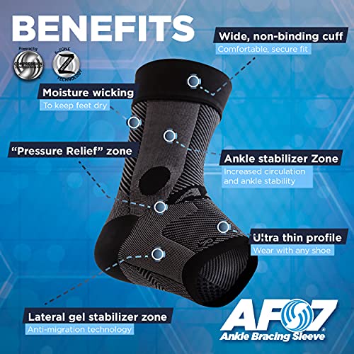 OrthoSleeve Compression Ankle Brace for ankle sprains, achilles tendonitis, ankle wrap, ankle support, instability, inversion sprains and general ankle pain Large Black Left Foot