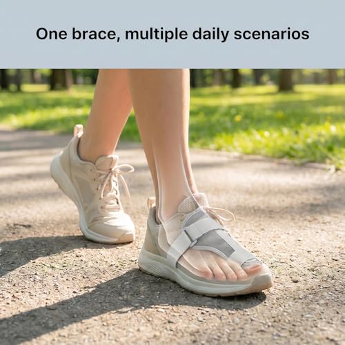 Toe Splint for Broken Toe, Big Toe Brace with 2 Adjustable Aluminum Plates, Breathable Fixation Protector for Men & Women, Turf Toe Support, Lightweight Immobilizer for Indoor & Outdoor Use (Left)