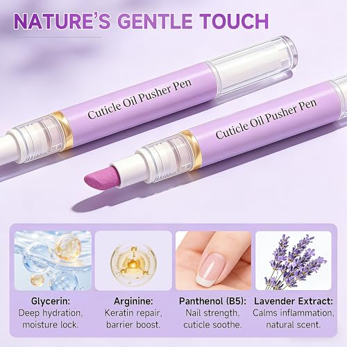 2 Pcs 2-in-1 Ceramic Cuticle Pen- 2026 New Cuticle Oil Pusher Pen Purple