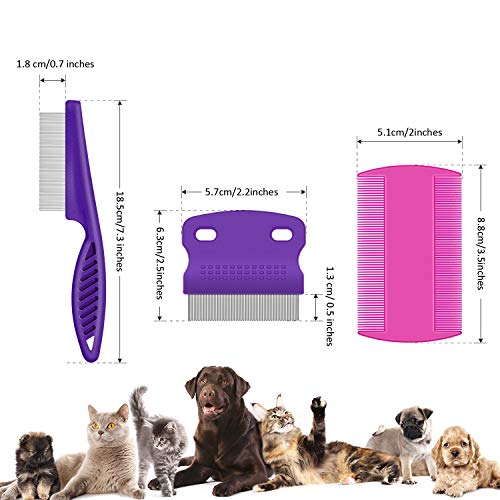 Boao 6 Pack Flea Comb Pet,Pink, Green, Purple, Yellow Pink, Green, Purple, Yellow